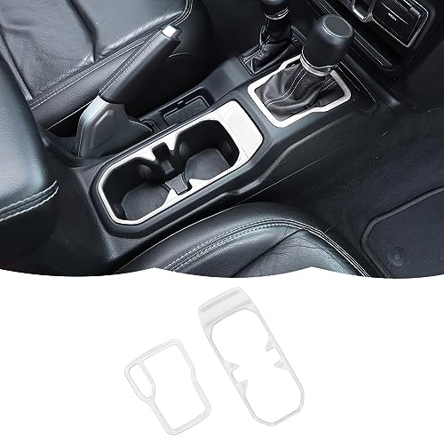 RT-TCZ Cup Holder Trim Cover Gear Shift Cover Center Console Decoration Interior Accessories Compatible with Jeep Wrangler JL JLU & Gladiator JT 2018-2024,White - color: white