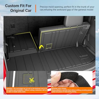 powoq Cargo Mat Compatible with 2014-2019 Toyota Highlander Trunk Mat Cargo Liner Back Seat Protector TPE Replacement for 2014-2019 Toyota Highlander Accessories (Trunk Mat with Backrest Mats) - size: Compatible With Toyota Highlander | 2014-2019