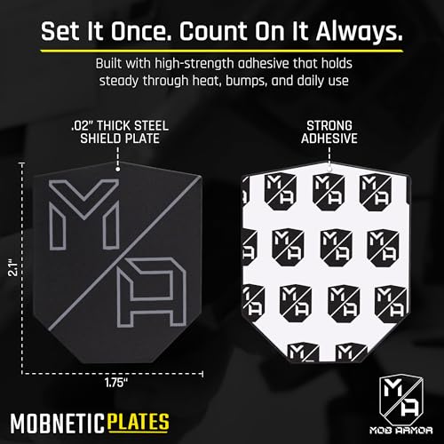Mob Armor MobNetic Plate - Phone Magnet Plate Compatible for iPhone & Android - 0.02" Thick Metal - 3M VHB Adhesive Magnetic Plate for Phone Mount for Cars, Trucks, Motorcycles & Athletes - 4 Pack - size: 4 Pack