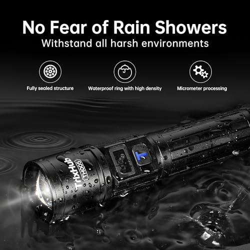 TrixHub Rechargeable Flashlights High Lumens, 5Mode Flash Light with LCD Digital Display, Super Bright Flashlight Adjustable Tactical Flashlight, High Powered LED Handheld Flashlight for Home - size: 1pack