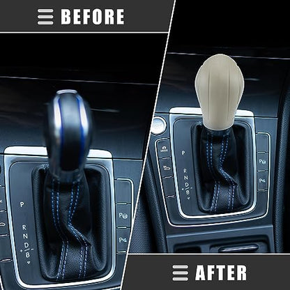 Motoforti Universal Car Gear Shift Cover Comfortable Handbrake Shifter Cover, Anti-Slip, Silicone, Beige, 2 Pcs - color: Beige