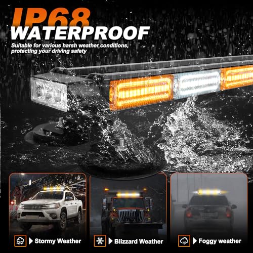 ASPL 26inch 126 LED Rooftop Emergency Strobe Lights Bar Double Side Flashing Safety Warning Traffic Advisor Light Bar Hazard Snow Plow Light for Trucks Vehicles Construction Tow Pickup(Amber/White) - color: Amber/White