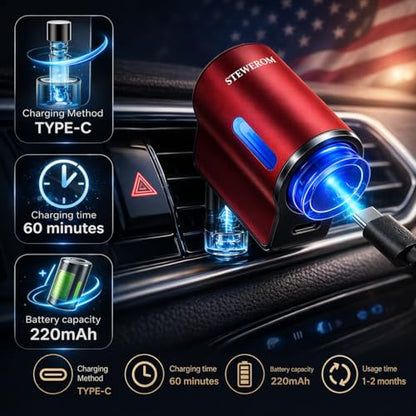 Car Air Freshener - Smart Adjustable 3-Speed Intensity, Rechargeable Humidifier Car Essential Oil Diffuser - Comes with 8 Bottles of 10ml Perfume (Red) - color: Red