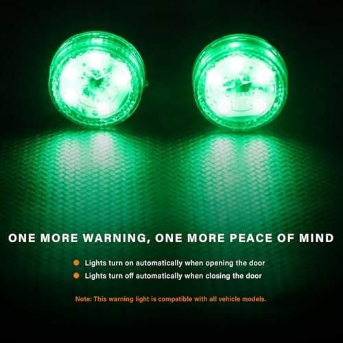 4 PCS Wireless Car Door LED Warning Lights, 5 LED Roadside Strobe Lamp for Anti Rear End Collision, Universal Flashing Safety Signal Light for Sedans SUVs Trucks Vans (Green) - color: Green