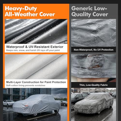 Car Cover Waterproof All-Weather,Heavy-Duty Outdoor Full Exterior Automobiles Snow Cover for Truck Cover with Camper Shell Topper 211-228 inch,with Windshield Sun Shade,Towel&Storage Bag - size: Fit Truck 211-228 inch(PK-L with Shell Topper)
