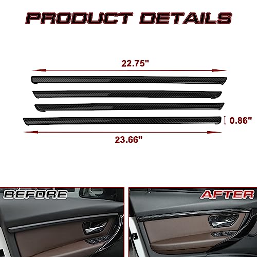 x xotic tech 4pcs Car Interior Door Molding Strip Trim Cover Compatible with BMW 3 Series F30 F31 2012 2013 2014 2015 2016 2017 2018 (Carbon Fiber Pattern) - color: Carbon Fiber Black