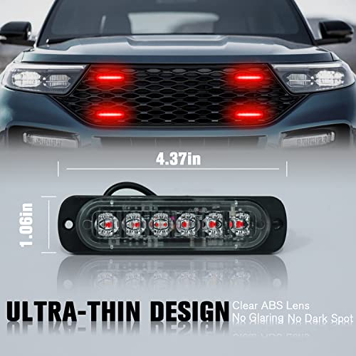DIBMS LED Emergency Strobe Lights Bar 8x Red 6 LED Strobe Warning Emergency Flashing Light Caution Construction Hazard Light Bar For Car Truck Van Off Road Vehicle ATV SUV Surface Mount - color: Red
