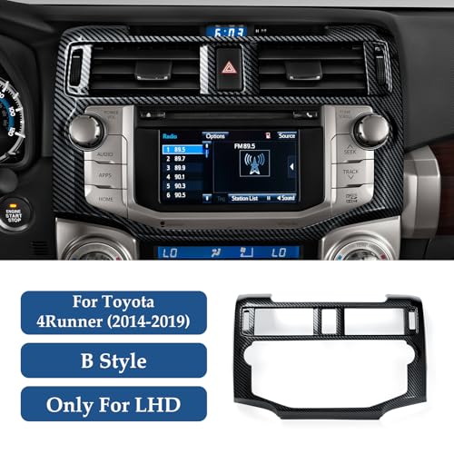 Car Central Control Navigation Panel B ABS Sticker Carbon Fiber Decal Cover Interior Trim Accessories for Toyota 4Runner SUV 2010-2025 Black - color: Central Control Navigation Panel B