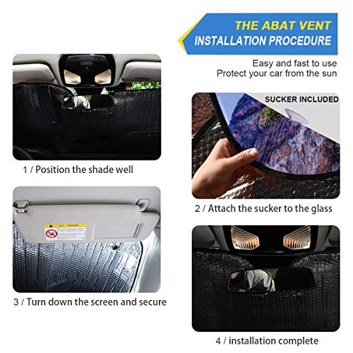 Blue Water and Mountains Windshield Sun Shade - Foldable Car Sunshade Reflective UV Protection, Heat-Resistant Shield for Cars/Trucks/SUV Vehicles (55"x27.6") - color: Blue Water and Mountains, size: 55*27.6inch