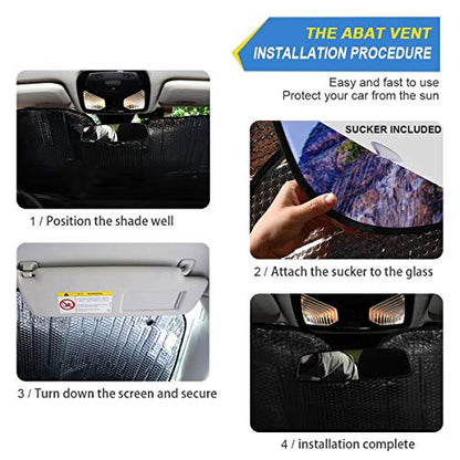 Blue Water and Mountains Windshield Sun Shade - Foldable Car Sunshade Reflective UV Protection, Heat-Resistant Shield for Cars/Trucks/SUV Vehicles (55"x27.6") - color: Blue Water and Mountains, size: 55*27.6inch