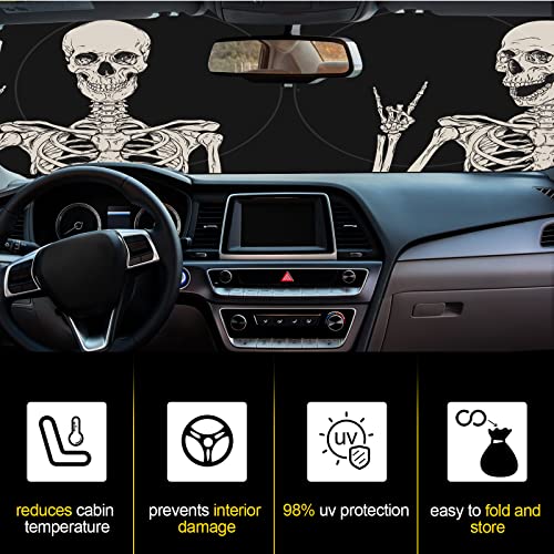 Windshield Sun Shade Foldable Car Front Window Covers for Car Accessories Sun Heat UV Rays Visor Protector Protection for Universal Cars SUV Truck(Skeleton) - style: Skeleton