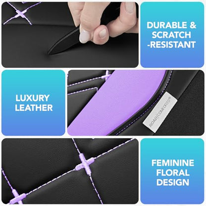 Road Comforts Seat Covers, Premium Leather Car Seat Covers Full Set for Women Girls,Airbag Compatible, Automotive Seat Covers Universal Fit Most Cars,Vans,Truck,SUV - color: Purple Full Set