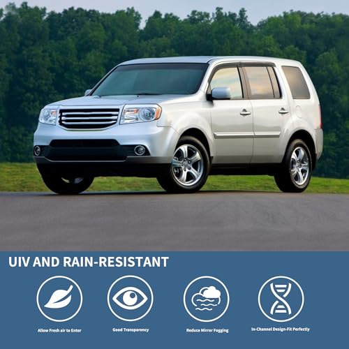 4PCS Rain Guards Window Visors Fits for 2009-2015 Honda Pilot, Outside Mount Durable Vent Visors Shade, Front & Rear Wind Deflector, 2009 2010 2011 2012 2013 2014 2015 - size: For Honda Pilot 2009-2015