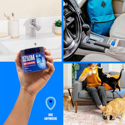 Ozium Odor Eliminating Gel - 4.5oz Air Freshener Alternative for Smoke, Pets, and Musty Odors - Long Lasting Odor Remover for Cars, Homes, Closets and Small Spaces - Wild Cherry - size: 4.5 Ounce (Pack of 4)