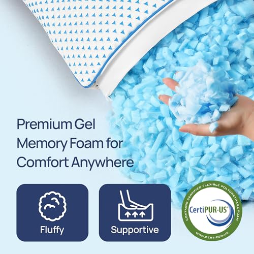 Small Cooling Memory Foam Travel Pillows for Airplanes Sleeping, Compressible Camping Pillow, Mini Adjustable Shredded Foam Bed Pillow for Medium Firm Neck Knee Lumbar Support, Ideal Car, Backpacking - size: S - 16 x 12 Inch