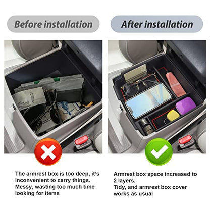 SKTU Compatible with 2022-2025 2026 Kia Carnival Center Console Organizer 2024 2025 2026 Carnival Accessories Insert ABS Materials Tray 2022-2026 Carnival Console Tray with Coin and USB Hole (Red) - color: Red