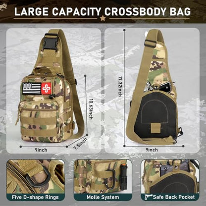 Survival Kit, 262Pcs Survival Gear and Supplies with First Aid Kit Pouch and Crossbody Bag, Emergency Kit with Tent, Camping Axe Hammer, Survival Shovel w/Pick, Bug Out Bag Gifts for Men Women - color: Brown