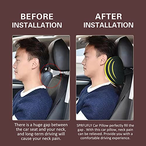 Super Comfy Car Headrest Pillow, Car Pillow for Neck Pain Relief with Adjustable Strap, 100% Memory Foam & Breathable Removable Cover, Ergonomic Design - Softness Travel Car Neck Pillow(Beige, 1PC) - color: Beige