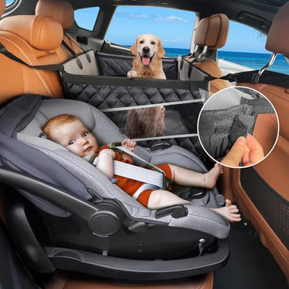 MIXJOY Dog Car Seat for Large Medium Dogs, Back Seat Extender for Pets, Waterproof Pet Carseat for Medium Sized Dog, Hammock for Pet, with Storage Pocket for Cars/SUV/Truck(L-28 * 22 * 20.5in) - size: L