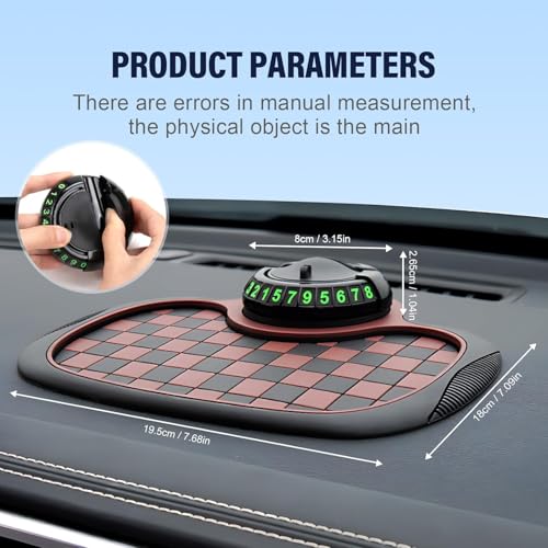 Multifunction Car Anti Slip Mat, 360° Rotatable Phone Holder Dashboard Pad with Temporary Parking Number Rotatable Car Anti Slip Mat Phone Holder