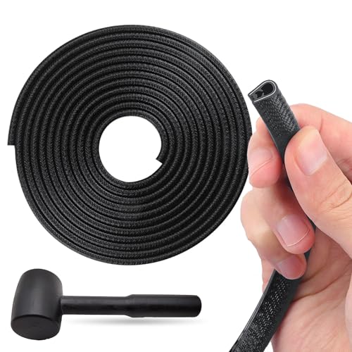 Car Door Edge Guards Black, 32.8Ft(10M) Car Door Edge Protector Rubber U Shape Edge Trim Universal Fit for Jeep Trucks Offroad SUV All Vehicles with Rubber Mallet(Black 32.8FT) - color: Black
