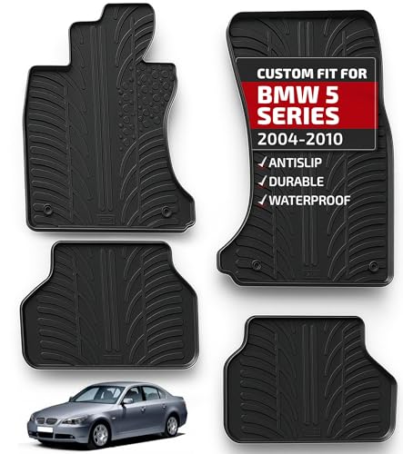 Gledring USA Custom Fit All-Weather Rubber Floor Mats Intended for BMW 5 Series 525i/528i/530i/545i/550i (E60/61) 2004-2010 - No Trimming Needed.