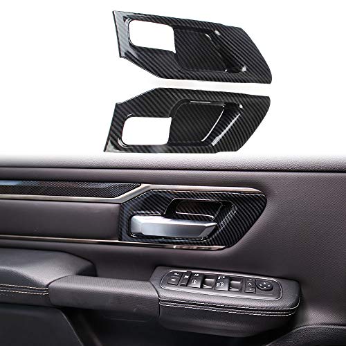 Korlot Carbon Fiber Style Interior Door Handle Bowl Panel Cover Trim for Dodge Ram 1500 2019+ (2 Doors) - style: 2-doors