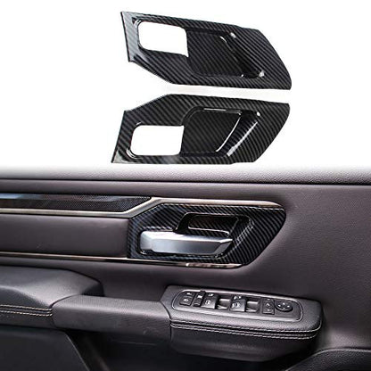 Korlot Carbon Fiber Style Interior Door Handle Bowl Panel Cover Trim for Dodge Ram 1500 2019+ (2 Doors) - style: 2-doors