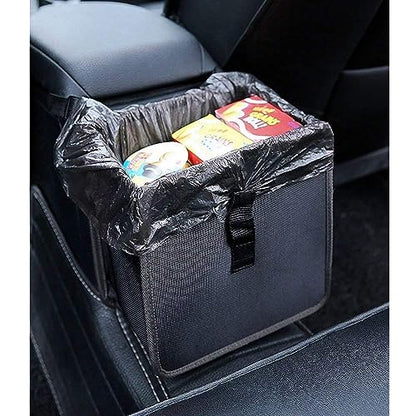 Foldable Hanging Car Trash Can - Large Capacity Waterproof Garbage Bag, Leakproof Storage Organizer for Camping, Interior Accessories (Black)