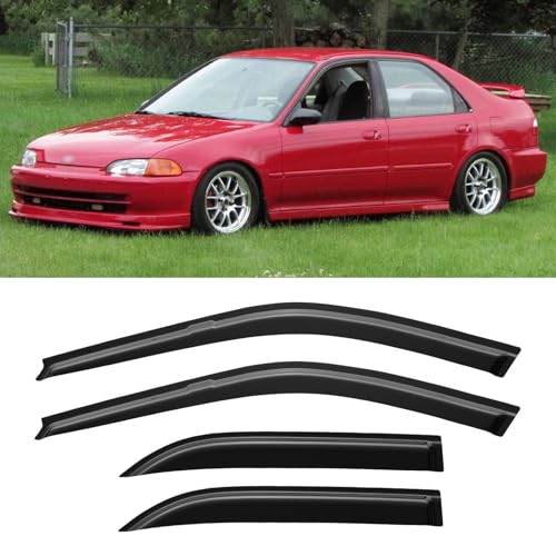Window Visors Rain Guards Shield for 1992 1993 1994 1995 Honda Civic Sedan, Out-Channel Window Vent Wind Deflectors Visors Shades for 92 93 94 95 Civic - size: 1992-1995 Honda Civic