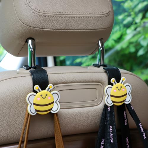 Cute Bee Hooks Cartoon Hanger, Purse Hook Holder, Car Seat Headrest Storage Organizer for Handbags, Grocery Bags