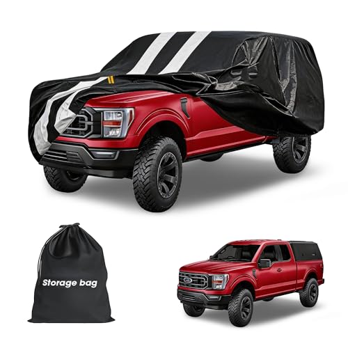 Truck Cover with Camper Shell Topper, Universal Fit Ford F-Series,Chevy Silverado,Dodge Ram,GMC Sierra and Toyota Tundra etc,Truck Cover Waterproof All Weather with Zipper(Length:228 to 242 inch) - size: Truck with Shell(Length:228 inch to 242 inch)