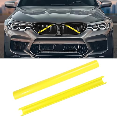 Compatible with BMW Grill Inserts Trims F90 F30 G30 F20 F22 F32 G32 G11 G12 M5 For 1 2 3 4 5 6 7 Series Compatible with BMW V Brace Wrap Covers Yellow Grill Stripes Wrap Accessories - color: Yellow, size: F30/G30