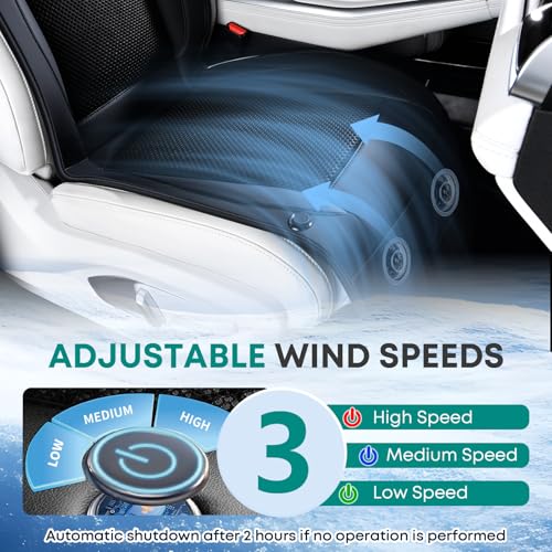 FLORICH Cooling Car Seat Cover Front Seat, 12V-24V Ventilated Seat Cushion, Cooling Car Seat Cushion with 2 Powerful Turbo Fans 3-Speed Adjustable for Summer Driving, Universal Fit for Car SUV Truck - color: Black
