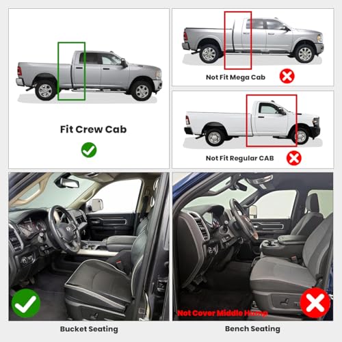 LASFIT Floor Mats for 2019-2025 2026 Ram 2500/3500 Crew Cab Bucket Seat for Carpet & Vinyl Floor (NOT fit Model with PTO Kit), All Weather TPE Custom Fit Car Mats Floor Liners 1st & 2nd Row, Black - style: 3) 2500/3500 | 2019-2026 | Crew Cab Floor Mats
