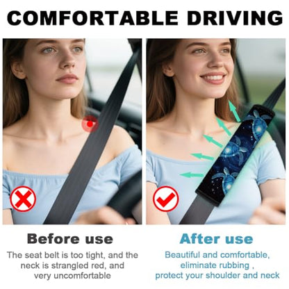 2Pcs Soft Auto Seat Belt Cover Pad Neon Galaxy Sea Turtle Print Colorful Car Seatbelt Shoulder Cushion for Comfortable Driving, Compatible with All Cars' Seatbelt and Backpack Straps - color: Turtle
