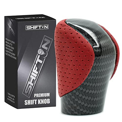 Gear Shift Knob Shifter for Lexus ES GS GX is NX RC RX 200t 300 350 3450h 450hL 350L (Circuit Red Leather/Carbon Fiber Pattern) - color: Circuit Red Leather / Carbon Fiber Pattern