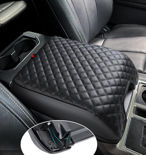 Center Console Cover for Ford F150 2015-2020, Armrest Cover for F250 F350 F450 2017-2022, Expedition 2018-2024, PU Leather Car Truck Interior Accessories Middle Console Cover, Bucket Seat - color: Black-Bucket Seat, size: Bucket Seat