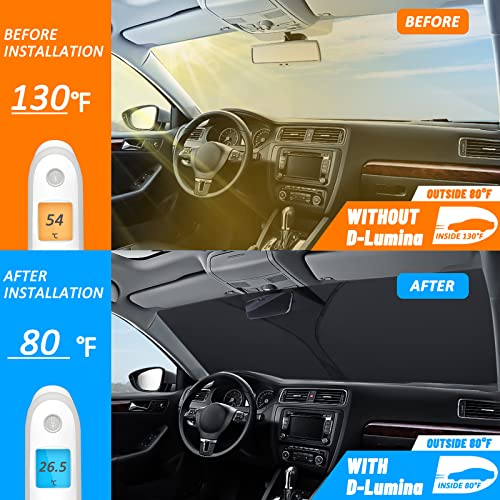 D-Lumina for 2019-2025 Dodge Ram 1500 Windshield Sun Shade, Front Window Sunshade American Flag Sun Visor Protector Block UV Rays Heat Fit Ram 1500 CrewCab, MegaCab Pickup, 2Dr RegularCab, 4Dr QuadCab - size: Silver & Black-Fit 2019-2025 Dodge Ram 1500