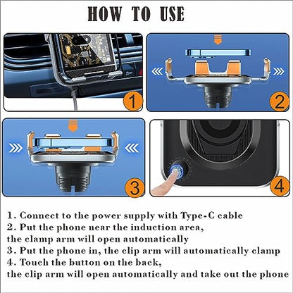Wireless Car Charger Mount, 15W Fast Charging Auto Clamping Car Charger Holder for iPhone/Samsung for iPhone 17 16 15 14 13 12 11 Pro,Samsung Galaxy S26 Ultra S25 S24 Ultra S23 S22 S21 S20