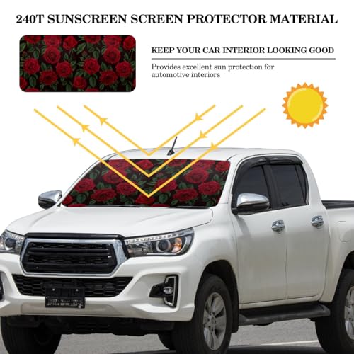 Windshield Sun Shade Foldable Car Front Window Covers for Car Accessories Sun Heat UV Rays Visor Protector Protection for Universal Cars SUV Truck (Rose) - style: Rose