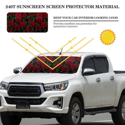 Windshield Sun Shade Foldable Car Front Window Covers for Car Accessories Sun Heat UV Rays Visor Protector Protection for Universal Cars SUV Truck (Rose) - style: Rose