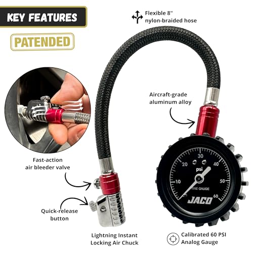 JACO ElitePro-X Tire Pressure Gauge with Lightning Chuck (60 PSI) - size: 60 PSI