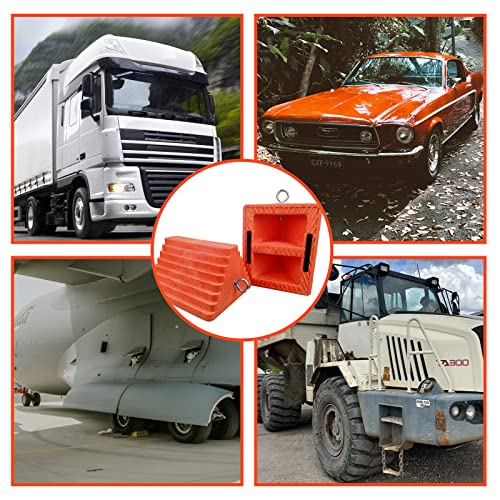 ROBLOCK 2 Pack Wheel Chocks Heavy Duty Orange with Eyebolt for Travel Trailer, 10" Length x 8" Width x 5.7" Height - color: Orange(2 Packs)