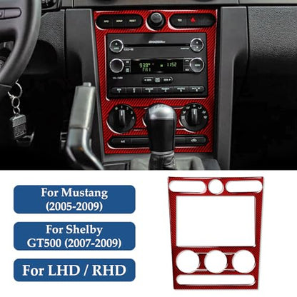 Car Carbon Fiber Decal Center Console CD Panel Sticker for Ford Mustang GT Shelby 2005 2006 2007 2008 2009 S197 Accessories - color: Center Console CD Panel