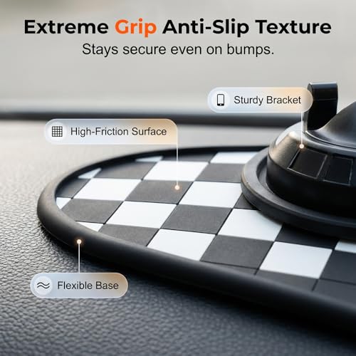 Mobile Phone Bracket Anti-Slip Mat,2026 New Multifunction Car Dashboard Mat with Temporary Parking Number Sticker,Universal Car Organizer Non-Sticky Pad for Phones Sunglasses Keys Gadgets (White) - color: White