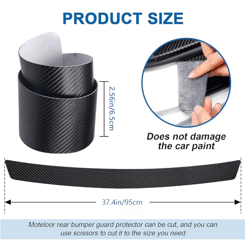 Soft & Bendable Rear Bumper Guard Protector 37.4" x 2.56" - Carbon Fiber Leather Anti-Scratch Strip for SUV/Trunk | Flexible But NOT Stretchable | Trim to Fit - size: 37.4"l X 2.56"w