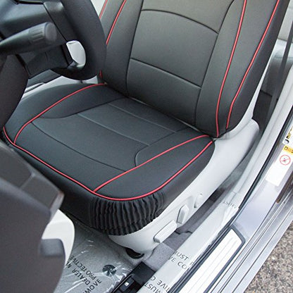 FH Group Front Set Faux Leather Car Seat Cushions - 2 Pack Seat Covers for Cars Trucks, SUV, Waterproof Car Seat Cover, Universal Fit, Black Red Trim - color: Black Red Trim, style: Front Set