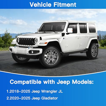 4Pcs Window Vent Visors, Outside-Mount Window Deflectors, Rain Guards for 2018-2025 Jeep Wrangler JL & 2020-2025 Jeep Gladiator - size: 2018-2025 Jeep Wrangler JL