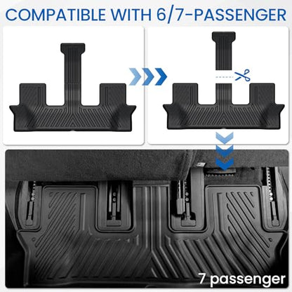 Floor Mats Cargo Mat Set for 2021-2024 2025 2026 Kia Sorento 6/7 Seats Car Mat Accessories(Not Fit Hybrid), All Weather TPE Cargo Liner Trunk Mat for S LX EX SX(Floor Mats+2-in-1 Cargo Mat) - style: Floor Mats+2-in-1 Cargo Mat